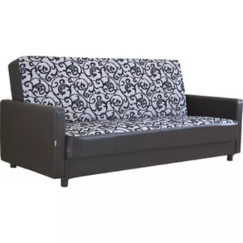 Диван книжка Шарм-Дизайн Классика Д 120 шенилл серый узор+экокожа коричневый