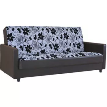 Диван книжка Шарм-Дизайн Классика Д 140 шенилл серый цветы+экокожа коричневый