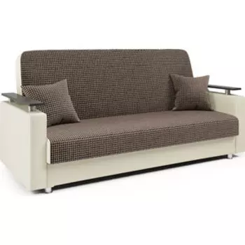 Диван книжка Шарм-Дизайн Мелодия ДП №2 140 Корфу коричневый и экокожа беж