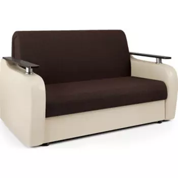 Диван-кровать Шарм-Дизайн Гранд Д 160 рогожка шоколад и экокожа беж