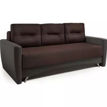 Диван-кровать Шарм-Дизайн Опера 150 экокожа шоколад и рогожка