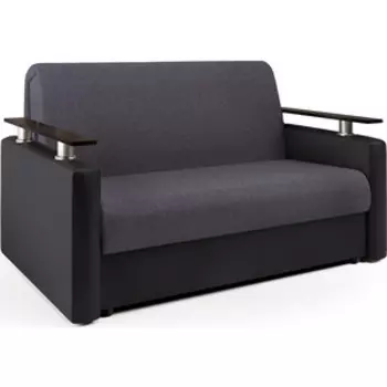 Диван-кровать Шарм-Дизайн Шарм 140 серая рогожка и черная экокожа