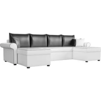 Диван П-образный АртМебель Милфорд экокожа белый подушки черные