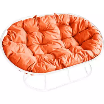 Диван Планета про Мамасан без ротанга, белый, подушка оранжевая (12100107)