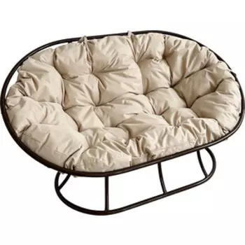 Диван Планета про Мамасан без ротанга, черный, подушка бежевая (12100401)