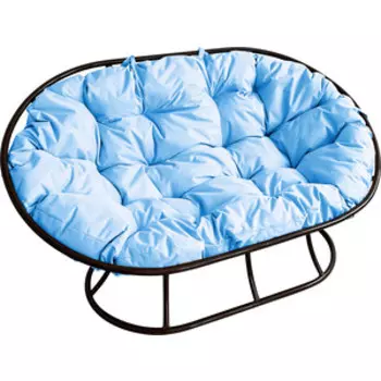 Диван Планета про Мамасан без ротанга, черный, подушка голубая (12100403)