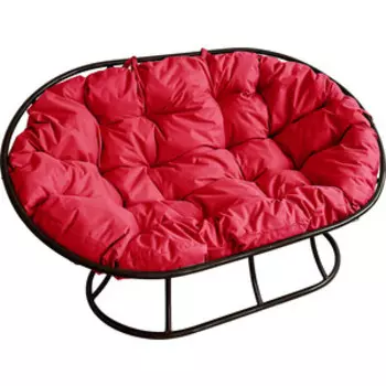 Диван Планета про Мамасан без ротанга, черный, подушка красная (12100406)