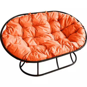 Диван Планета про Мамасан без ротанга, черный, подушка оранжевая (12100407)