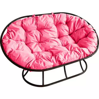 Диван Планета про Мамасан без ротанга, черный, подушка розовая (12100408)