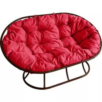 Диван Планета про Мамасан без ротанга, коричневый, подушка красная (12100206)