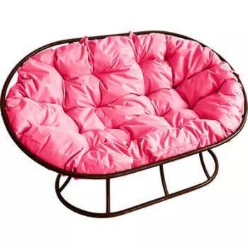 Диван Планета про Мамасан без ротанга, коричневый, подушка розовая (12100208)