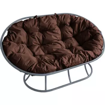 Диван Планета про Мамасан без ротанга, серый, подушка коричневая (12100305)