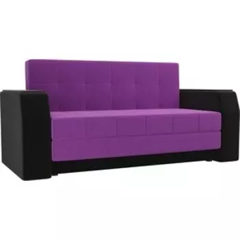 Диван прямой АртМебель Атлант мини микровельвет фиолетовый/черный
