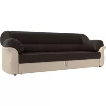 Диван прямой АртМебель Карнелла экокожа коричневый/бежевый