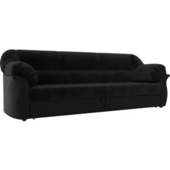 Диван прямой АртМебель Карнелла велюр черный экокожа черный