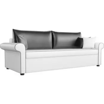 Диван прямой АртМебель Милфорд экокожа белый с черными подушками