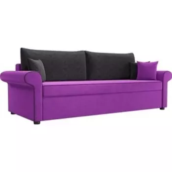 Диван прямой АртМебель Милфорд микровельвет фиолетовый с черными подушками