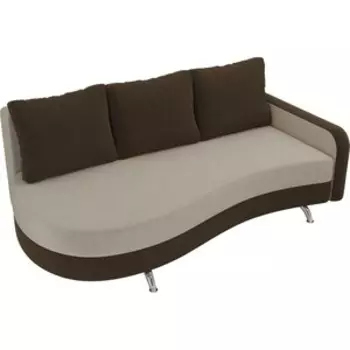 Диван прямой АртМебель Премьер микровельвет бежевый коричневый правый