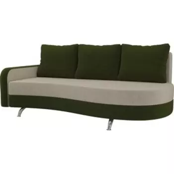 Диван прямой АртМебель Премьер микровельвет бежевый зеленый левый