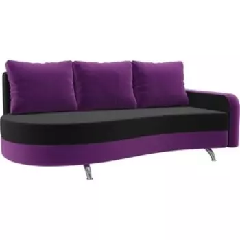 Диван прямой АртМебель Премьер микровельвет черный фиолетовый правый
