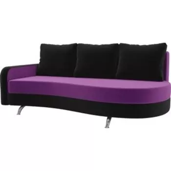 Диван прямой АртМебель Премьер микровельвет фиолетовый черный левый