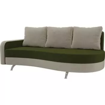 Диван прямой АртМебель Премьер микровельвет зеленый бежевый левый
