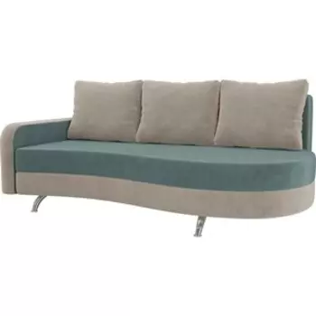 Диван прямой АртМебель Премьер велюр бирюза бежевый левый