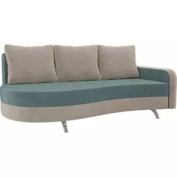 Диван прямой АртМебель Премьер велюр бирюза бежевый правый