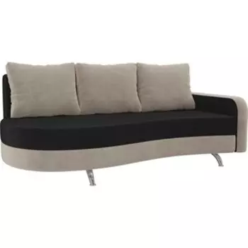 Диван прямой АртМебель Премьер велюр черный бежевый правый