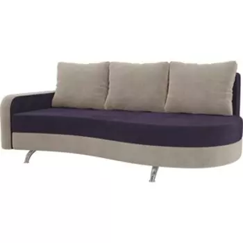 Диван прямой АртМебель Премьер велюр фиолетовый бежевый левый