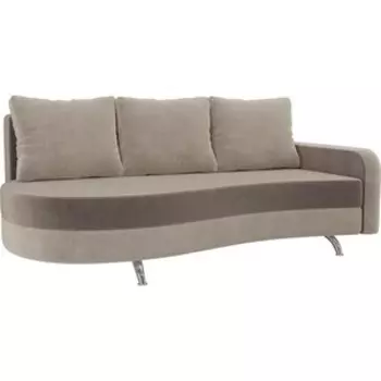 Диван прямой АртМебель Премьер велюр коричневый бежевый правый