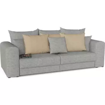 Диван прямой Смарт Диван Мэдисон рогожка серая Подушки бежевые (А0381343587)