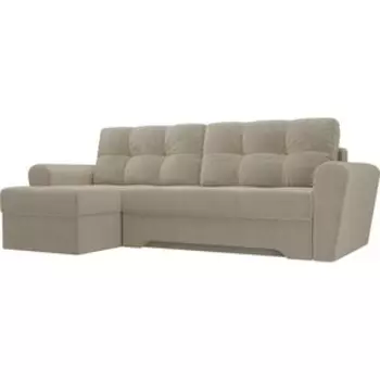 Диван угловой АртМебель Амстердам микровельвет бежевый левый угол