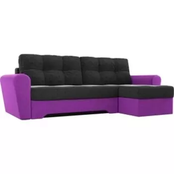 Диван угловой АртМебель Амстердам микровельвет черный/фиолетовый правый угол