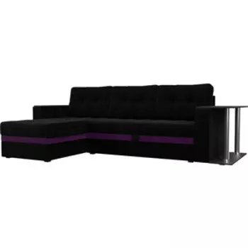 Диван угловой АртМебель Атланта микровельвет черный левый