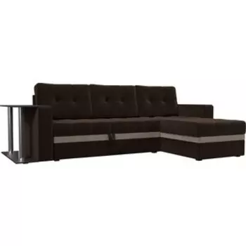 Диван угловой АртМебель Атланта микровельвет коричневый правый
