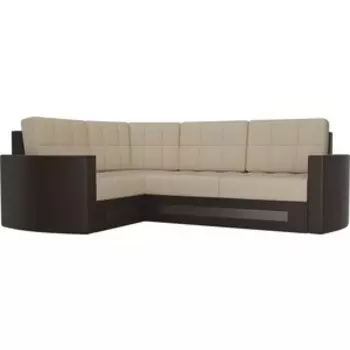 Диван угловой АртМебель Белла У эко-кожа бежево-коричневый левый