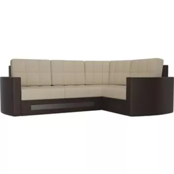 Диван угловой АртМебель Белла У эко-кожа бежево-коричневый правый