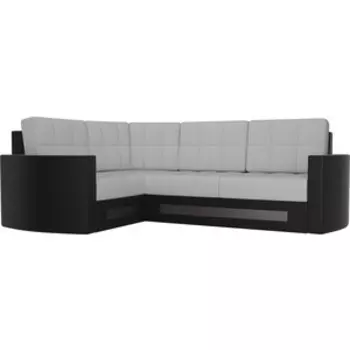 Диван угловой АртМебель Белла У эко-кожа бело-черный левый
