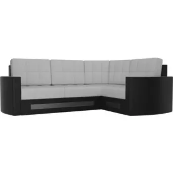 Диван угловой АртМебель Белла У эко-кожа бело-черный правый