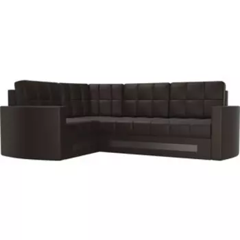 Диван угловой АртМебель Белла У эко-кожа коричневый левый