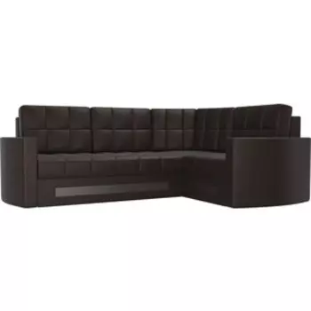 Диван угловой АртМебель Белла У эко-кожа коричневый правый