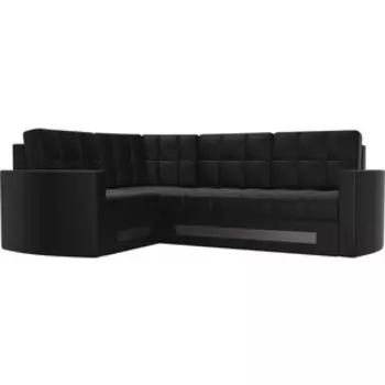 Диван угловой АртМебель Белла У эко-кожа черный левый