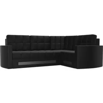 Диван угловой АртМебель Белла У эко-кожа черный правый