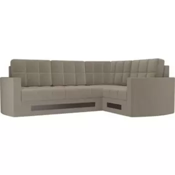 Диван угловой АртМебель Белла У микровельвет бежевый правый