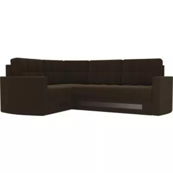 Диван угловой АртМебель Белла У микровельвет коричневый левый