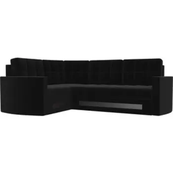 Диван угловой АртМебель Белла У микровельвет черный левый