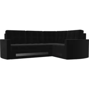 Диван угловой АртМебель Белла У микровельвет черный правый