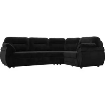 Диван угловой АртМебель Бруклин велюровый черный правый угол