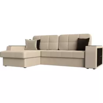 Диван угловой АртМебель Брюсель эко-кожа бежевый левый угол